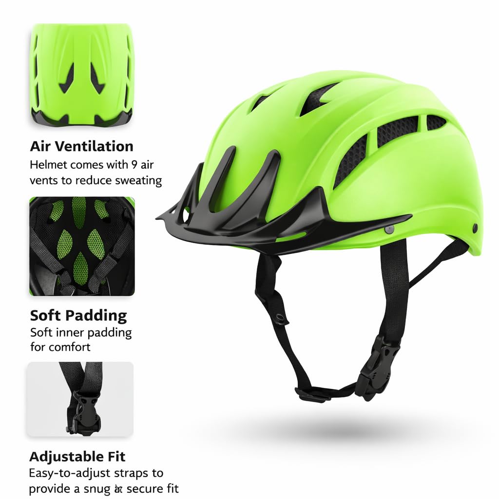 Bicycle Helmet, Neon Green With Black