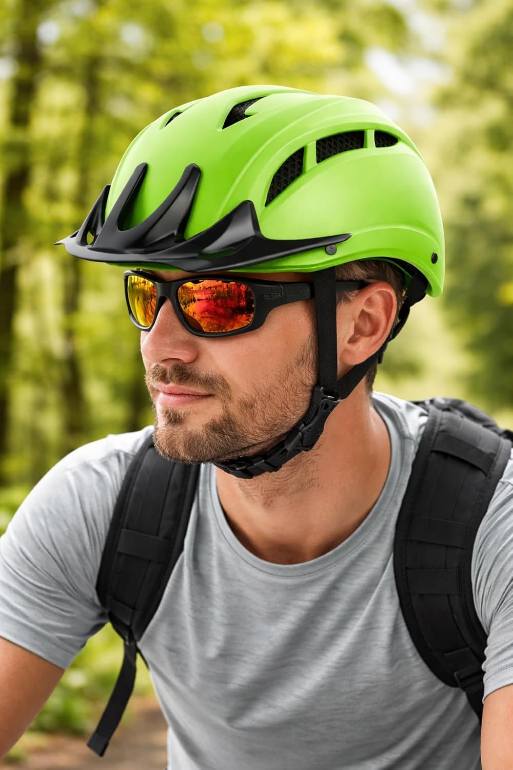 Bicycle Helmet, Neon Green With Black