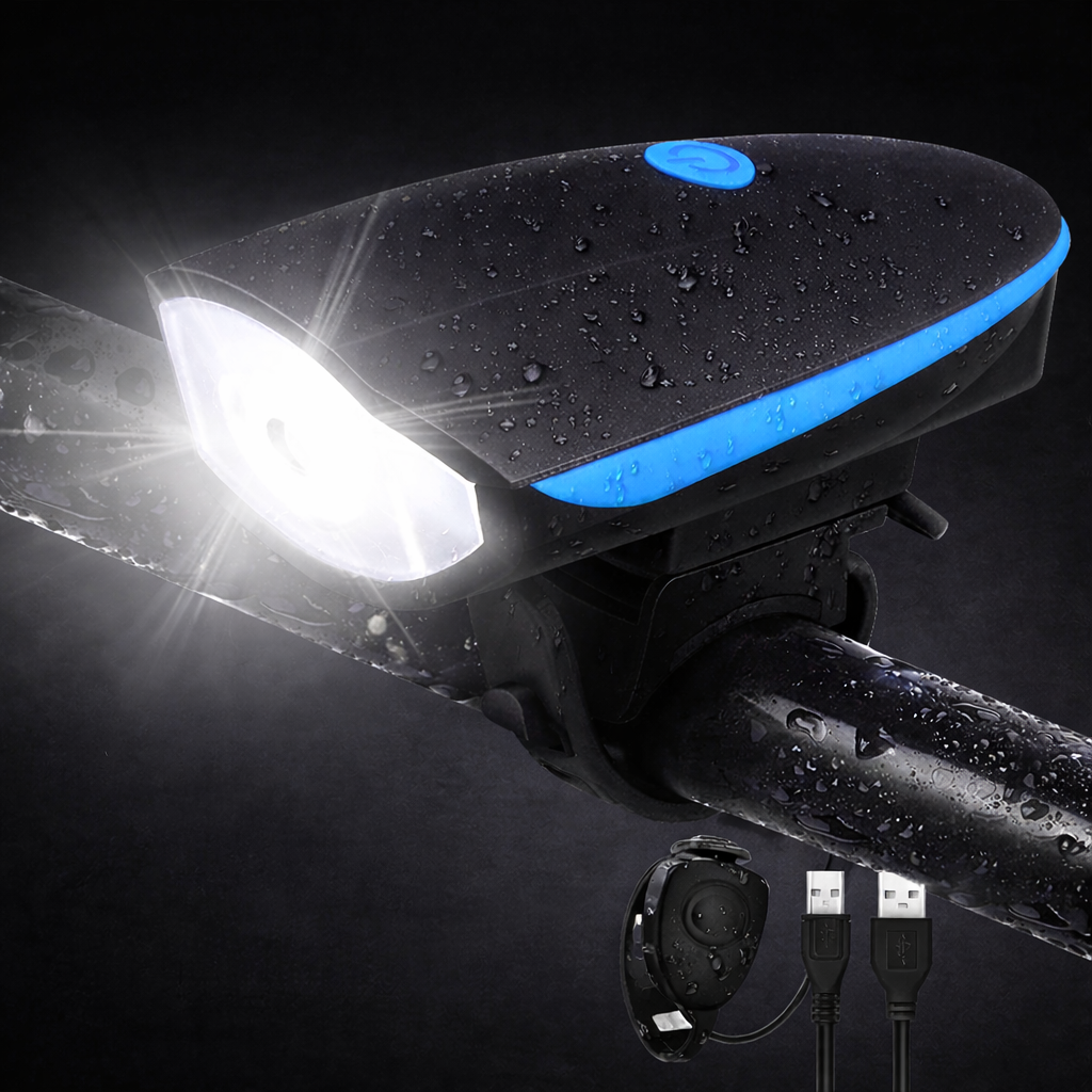 Light & Horn | 2 in 1 LED Cycle Front Lights with Horn