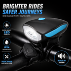 Light & Horn | 2 in 1 LED Cycle Front Lights with Horn
