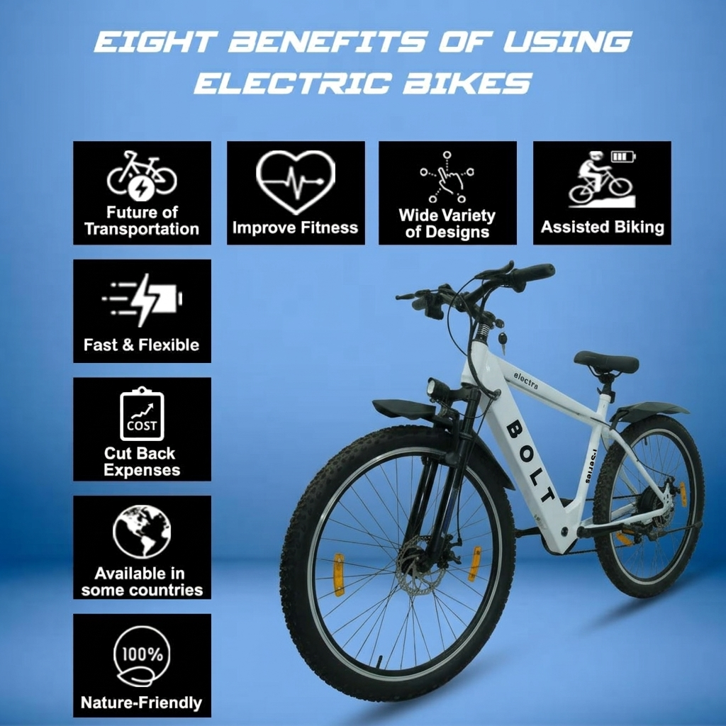 Electra 27 Inches Electric Cycle | Upto 35+ Km Range | 36V/7.8Ah in-Built Battery | 250W Motor | Front Suspension & Dual Disc Brake | LED Display & Headlight | 1 Years Warranty