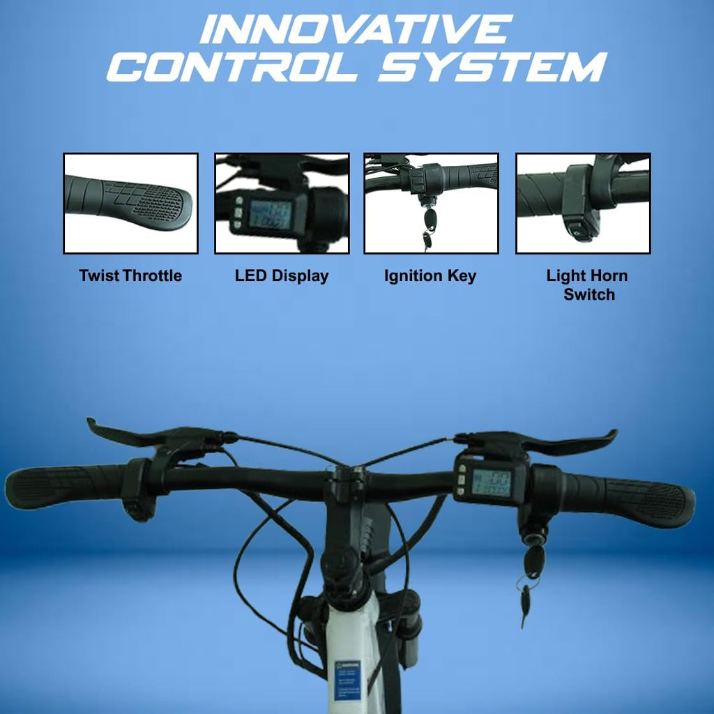 Electra 27 Inches Electric Cycle | Upto 35+ Km Range | 36V/7.8Ah in-Built Battery | 250W Motor | Front Suspension & Dual Disc Brake | LED Display & Headlight | 1 Years Warranty